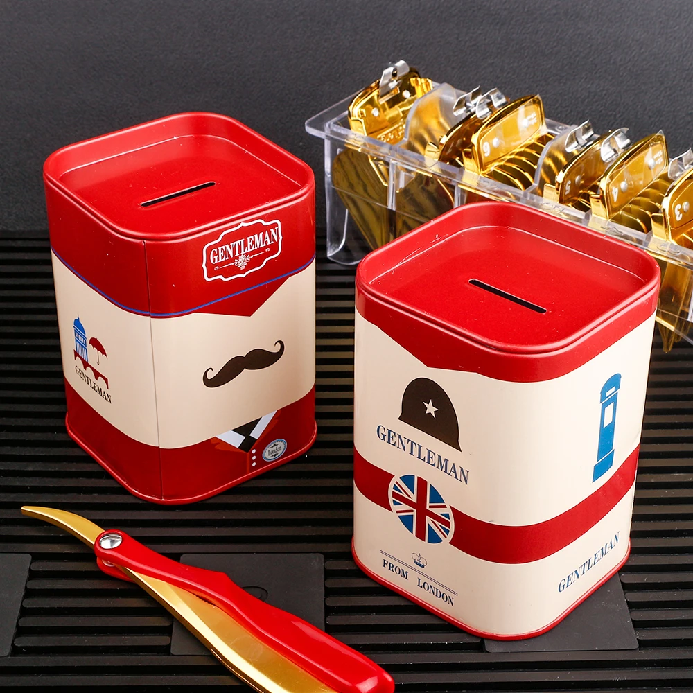 Custom Logo Barber Accessories Razor Blade Disposal Tin Waste Razor Blade Metal Storage Box Disposal Container For Barber Shop