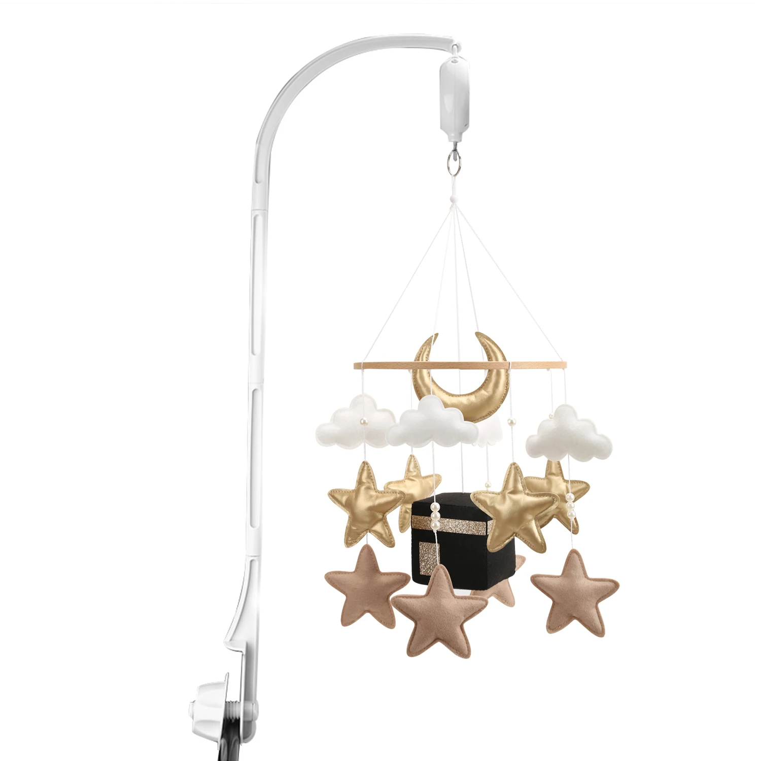 Muslim baby mobile felt moon and star cube Kaaba Islamic cot mobile Quran crib mobile
