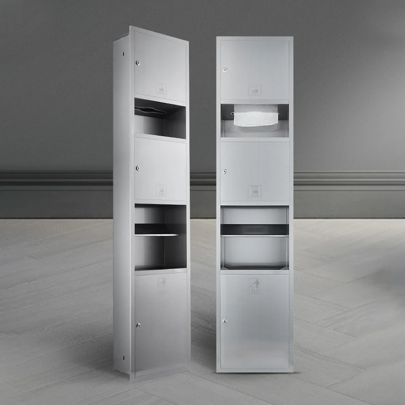 Professional Modern Design Hotel Bathroom Stainless Steel Paper Towel Dispenser and Waste Bin Combination for Home Use