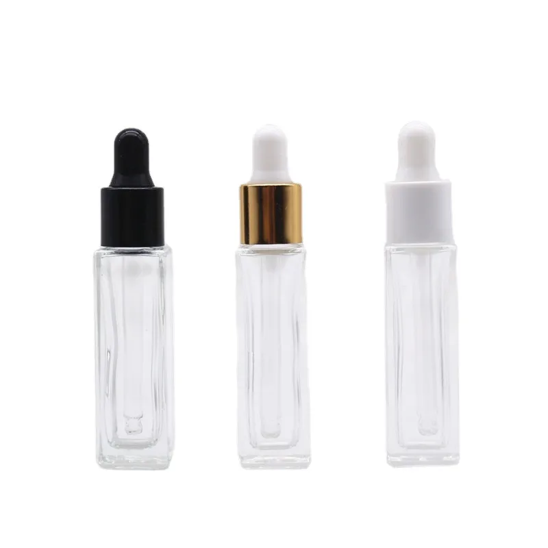 10ml square glass dropper bottle 10 ml rectangle glass dropper bottle with golden /white/black cap for essential oil perfume use