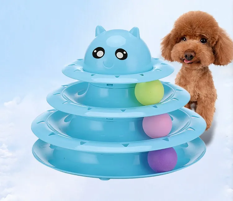 New Arrival Cute Cat Toy Roller 3-Level Turntable Cat Toys Balls with Six Colorful Balls Interactive Kitten Toy