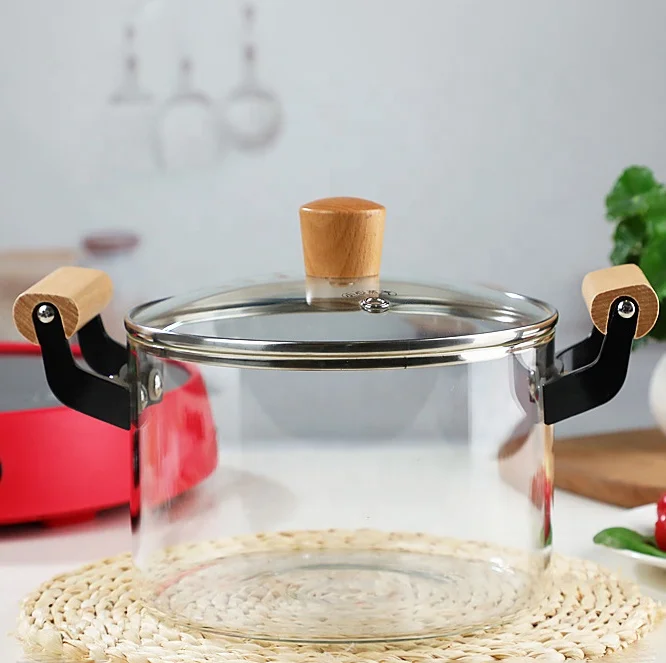 High borosilicate transparent binaural glass soup pot household glass electric pottery stove stewing soup pot