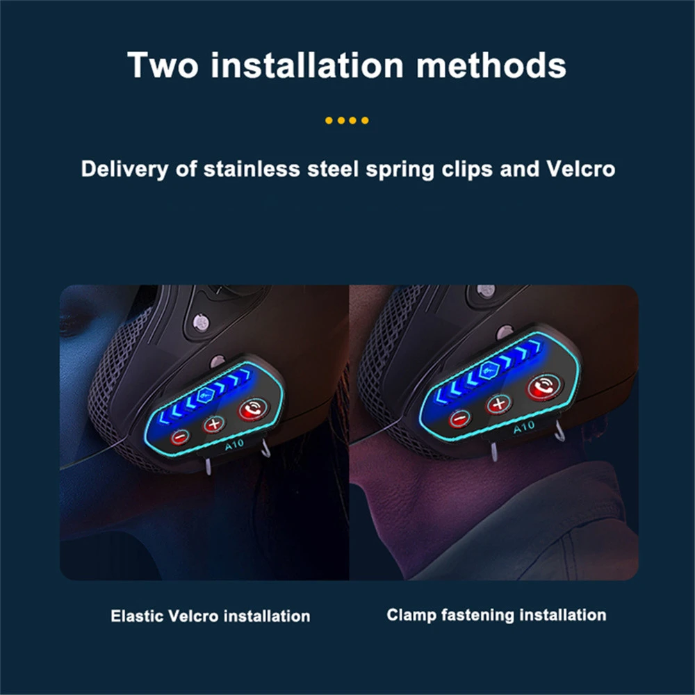 A10 Motorcycle Helmet Headset BT 5.0 Wireless Handsfree Stereo Earphone Motorbike Helmet Headphones MP3 Speaker 2600mA