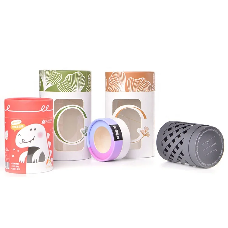 Recyclable top ranking food grade paper tube  with window and lid for nuts packaging