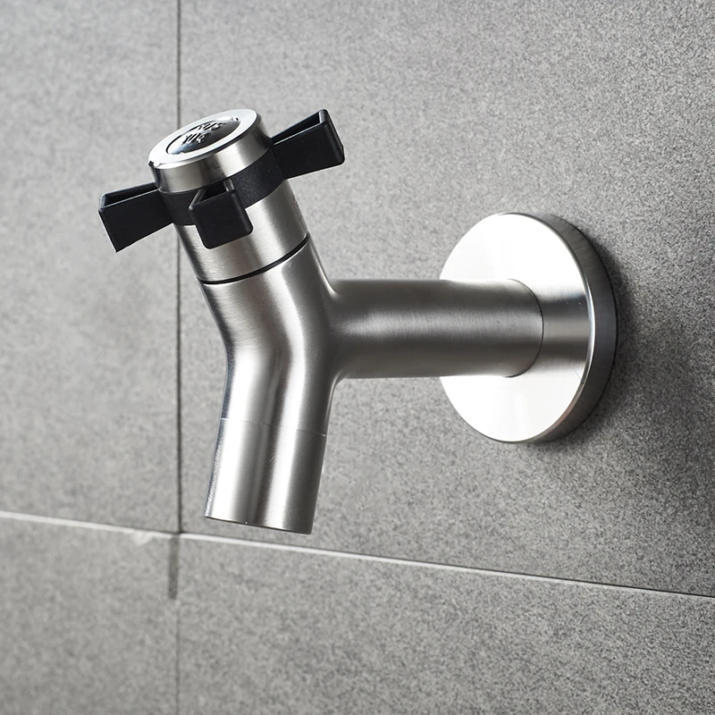 Black Single Cold Tap Wash Basin Tap High Quality Sanitary Ware 304 Stainless Steel Tap