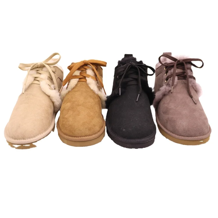 CF-281 ботильоны на шнуровке из натуральной кожи и подкладка из овечьей кожи, с подошвой из термопластичной резины, теплые мужские зимние сапоги; Большие размеры