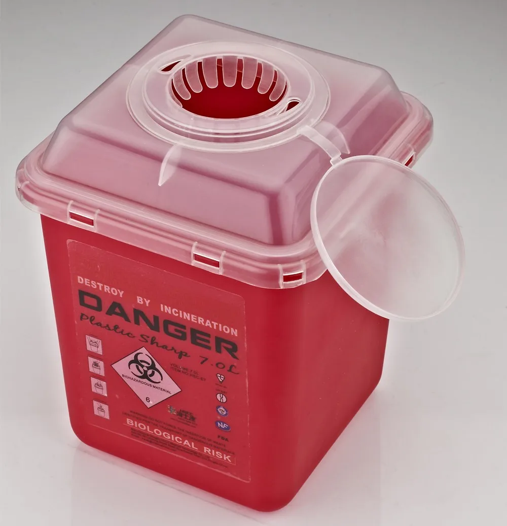 Dailymag Wholesale Plastic Sharps Hazardous Waste Disposable Containers for Needles Syringe Recovery 7L