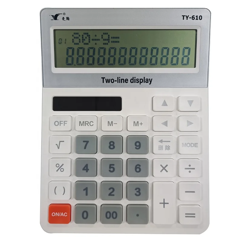 TY-610 two line display large screen display solar and battery office home school desk calculator