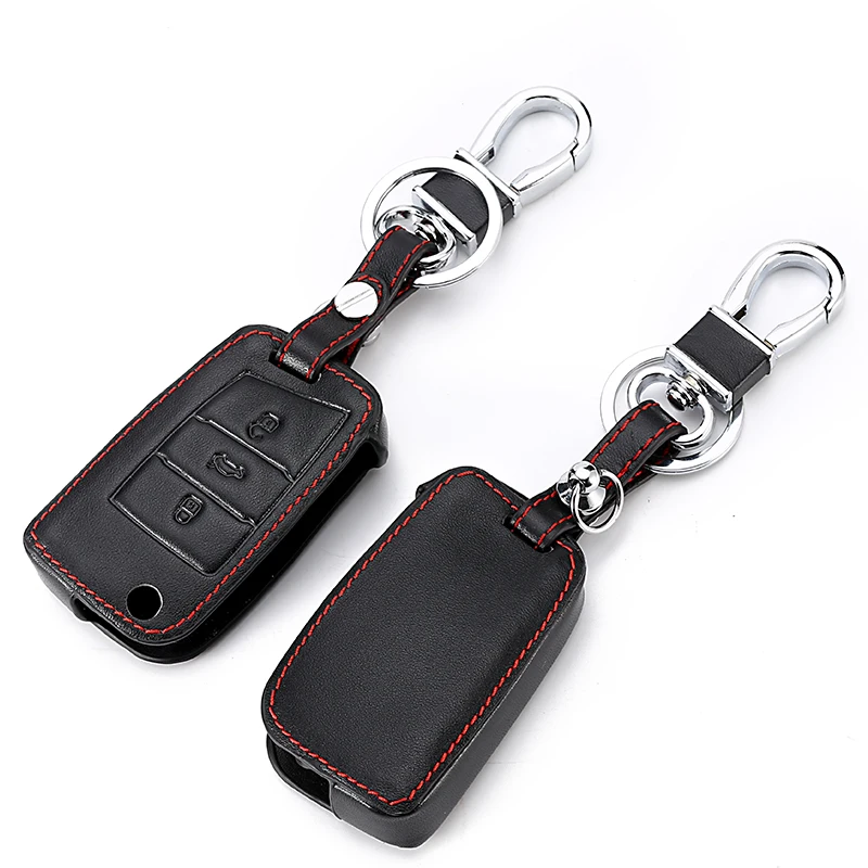 Кожаный чехол для автомобильного ключа VW Volkswagen Polo Golf Passat Beetle Caddy T5 Up Eos Tiguan Skoda A5 SEAT Leon Altea откидной Чехол с дистанционным управлением