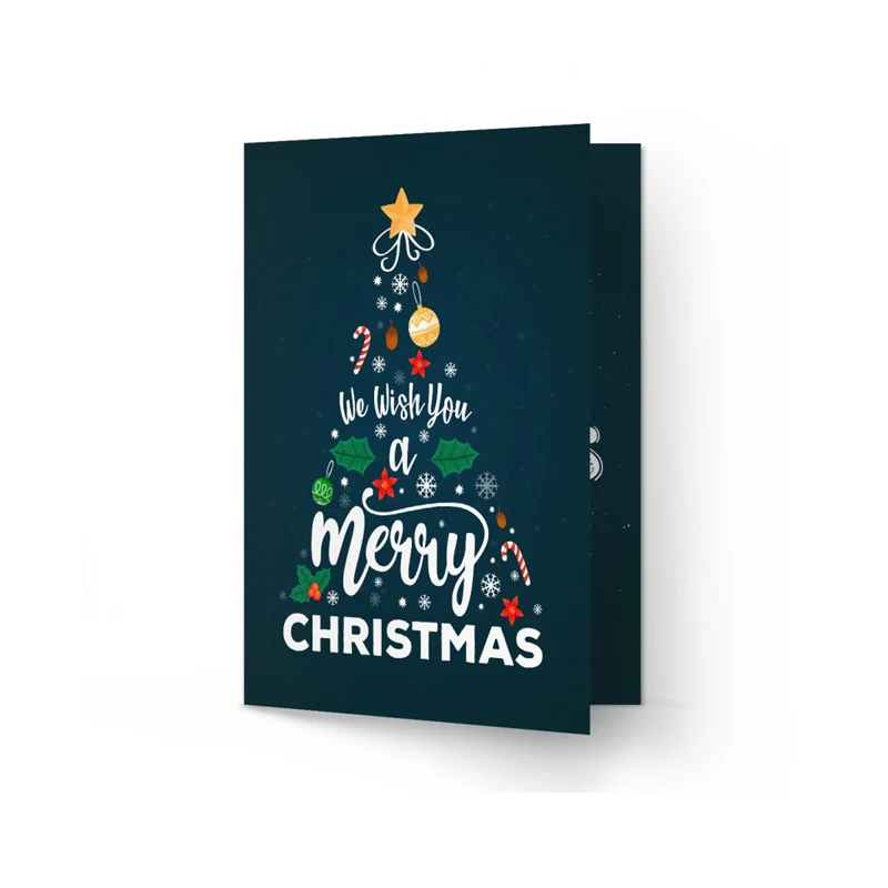 Печать на заказ высококачественная бумага с Рождеством поздравительная открытка