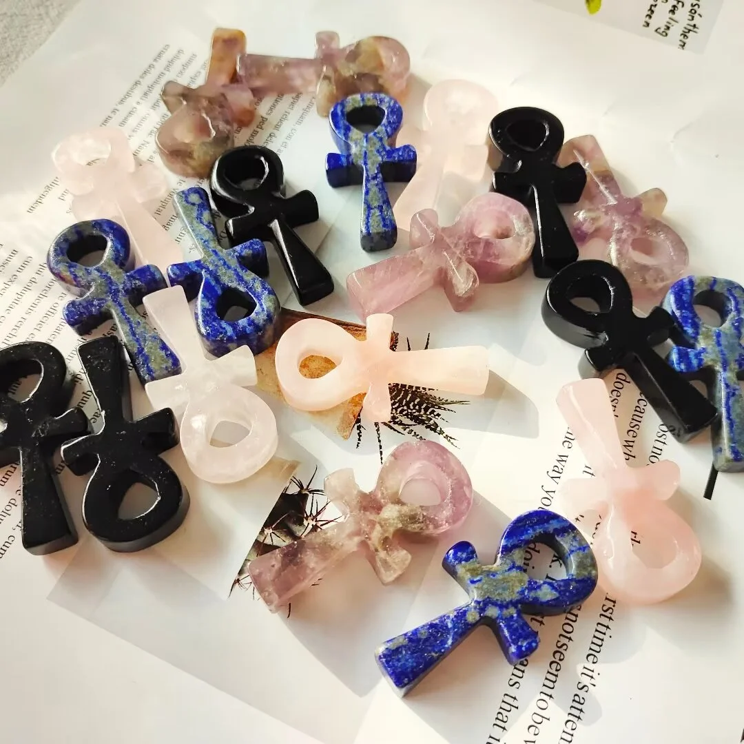 wholesale Cross natural healing colorful Crystal Amulet Anka Unlock Your Desires with Exquisite Crystal Carvings and Crafts gift