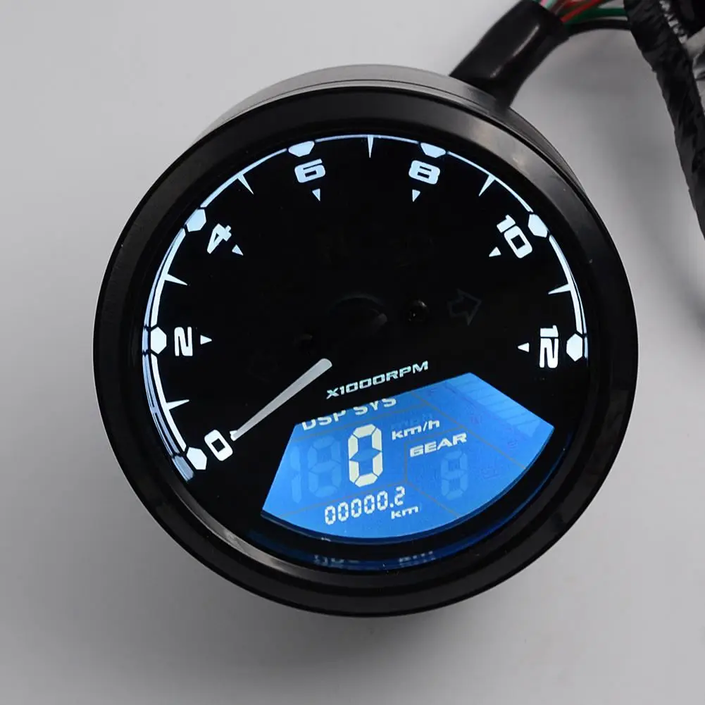 LED 12000RPM 6 Gear Universal Motorcycle LCD Digital Speedometer Backlight Motorcycle Odometer For1, 2,4 Cylinders Meter