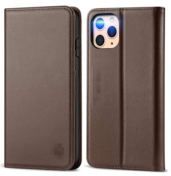 
Genuine Leather Auto Sleep Wake Wallet Case RFID Blocking Card Slots Kickstand TPU Shockproof Case Compatible with iPhone 