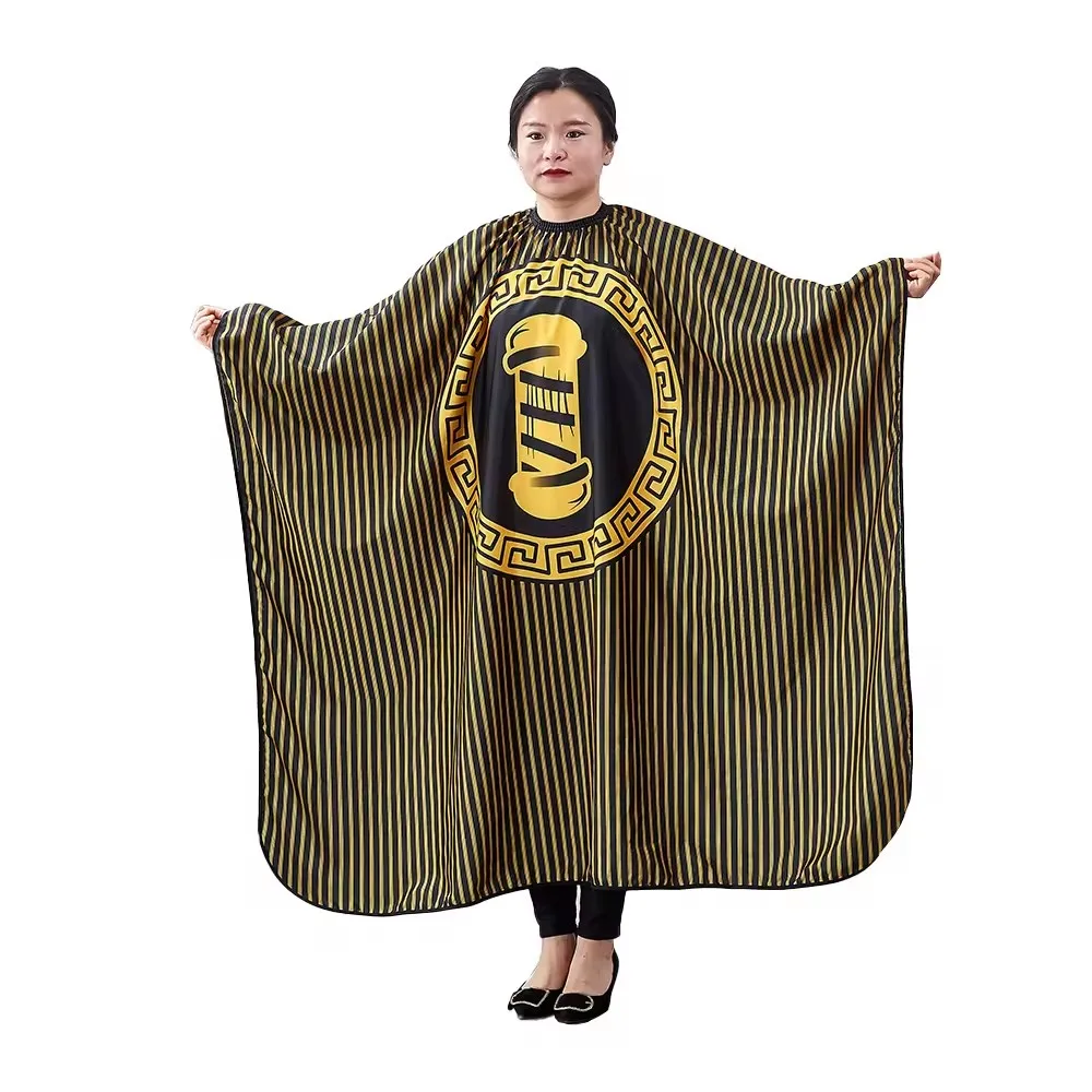 Custom Logo Black Waterproof Salon Barber Sets Gown Polyester Haircut Hairdresser Baber Cape And Hair Dye Cape