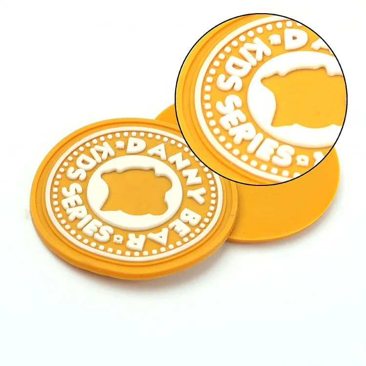 2022 New Style High Quality Personalized Brand Name Round Shaped Sewing on 3D Embossed Custom Rubber Labels PVC Silicon Patches