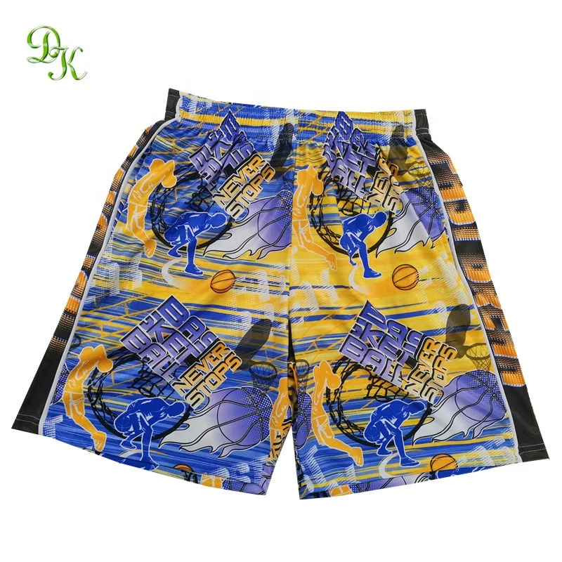 100% polyester custom boy basketball mesh shorts sublimation all over print