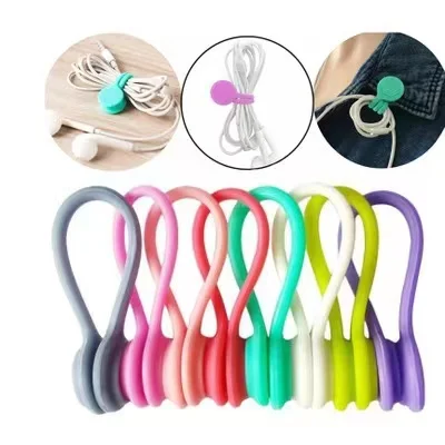 Silicone Magnetic Earphone Cord Winder Wire Cable Organizer Holder for Kitchen Handy Headphones Winder & Cables Storage Clips