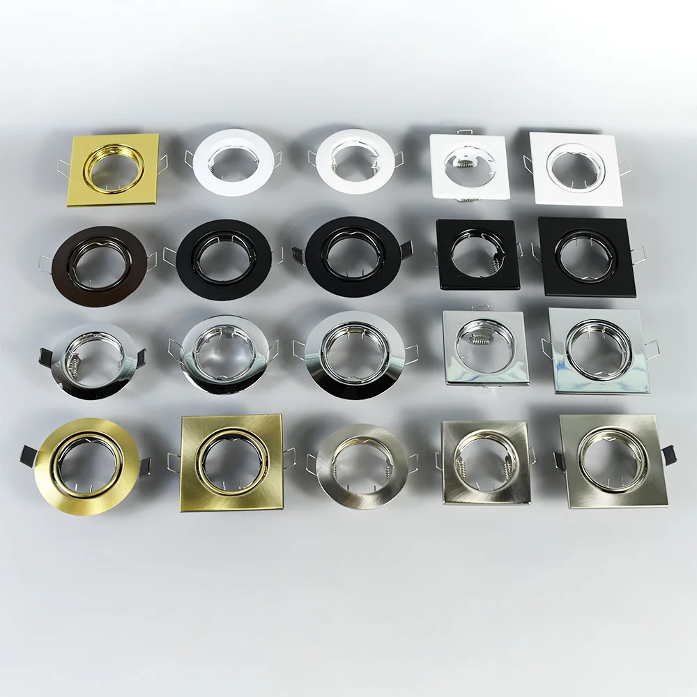 MR16 GU10 GU5.3 LED Module Adjustable Frame Modern Design Downlight Housing Iron Fixture Recessed Spot White Black Round Square