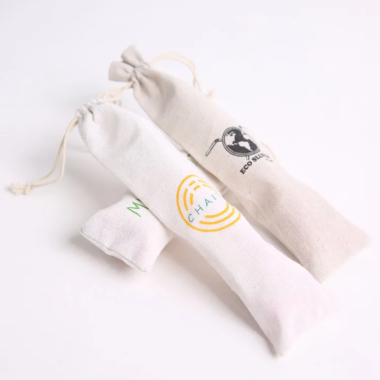 Eco Friendly Reusable Package for Stainless Steel Straws and Brushes Set Chopsticks drawstring Bag