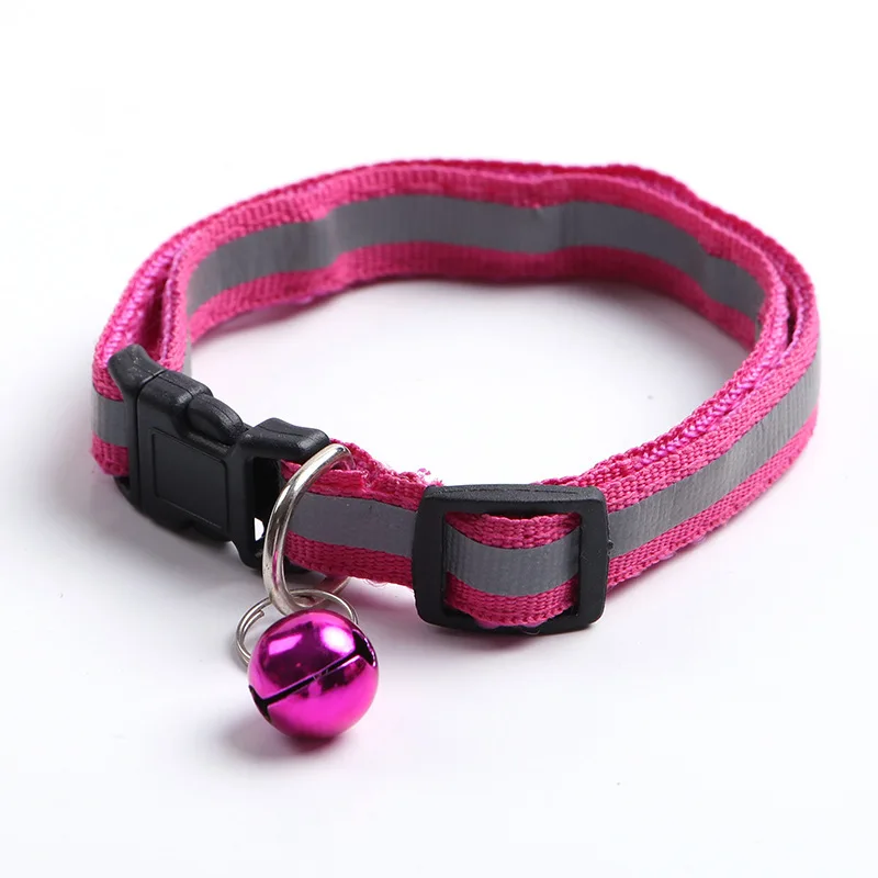 Drop Shipping Pet Black Buttons Reflective Collar Dog Patch Bell Collar Cat Collar