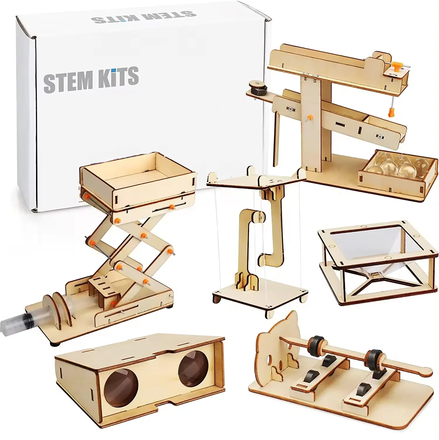 Factory Customized  DIY Wooden STEM Toys for Children 6 in 1 Handmade Science Fun  Toy Student Kits Physical Learning Gifts