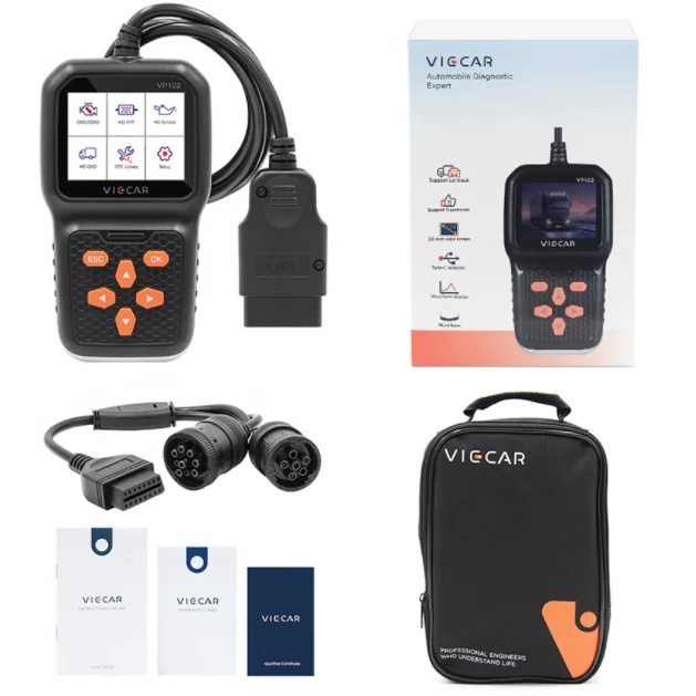 Диагностический инструмент Viecar VP102 для грузовиков считыватель кодов 12 В/24 В и тяжелых