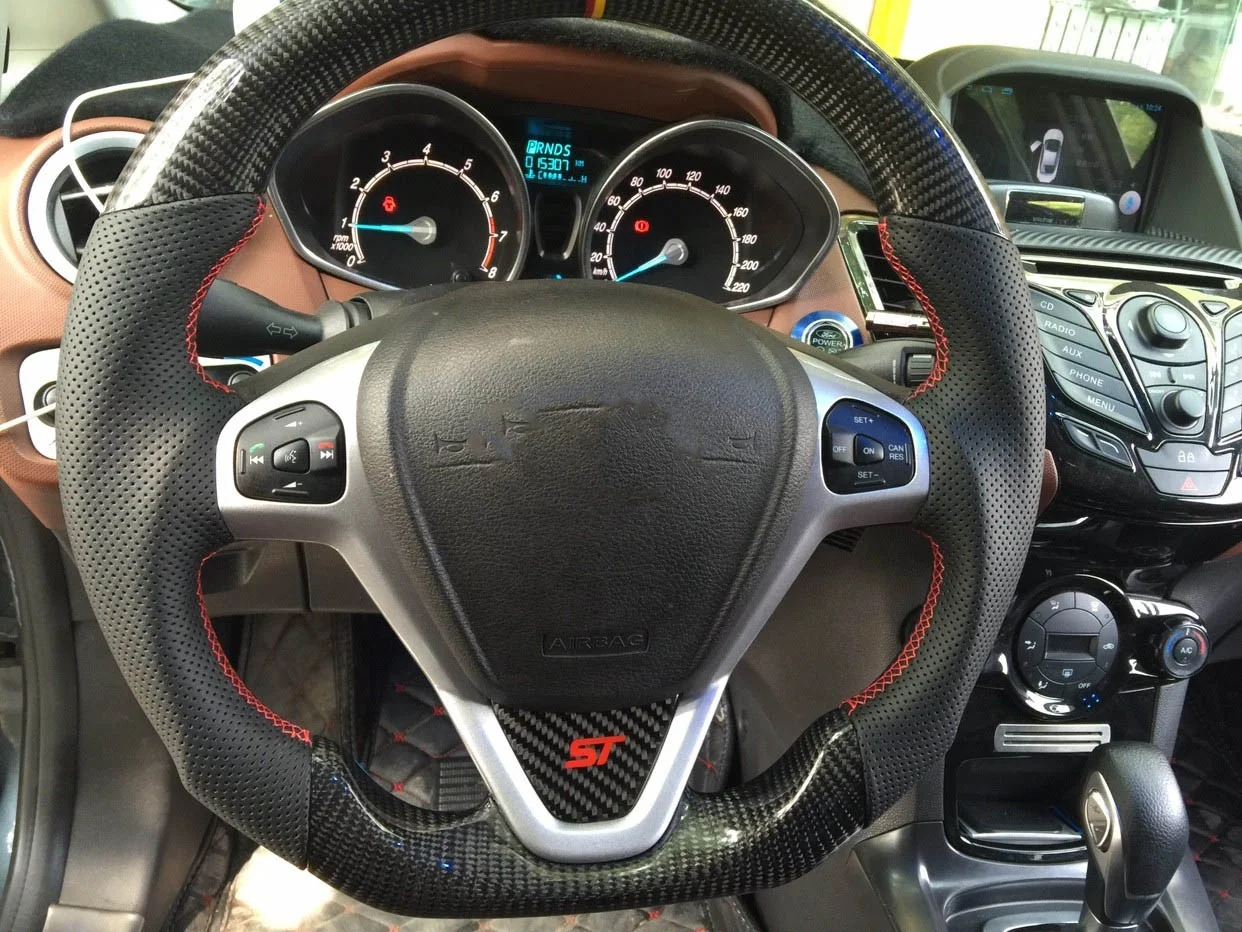 Custom Led Carbon Fiber Steering Wheel for 2016 ford fiesta ST MK7 MK7.5 with LED shift lights Steering Wheel 2009-2017