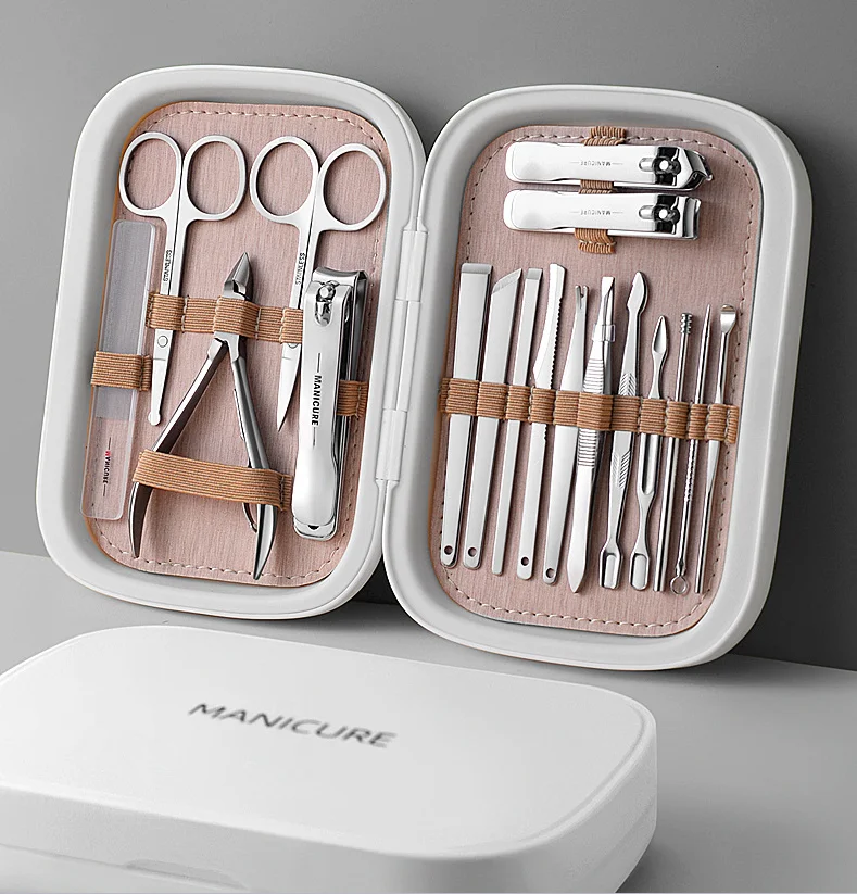 High quality custom travel nail clipper set pedicure tools 18 in 1 manicure set