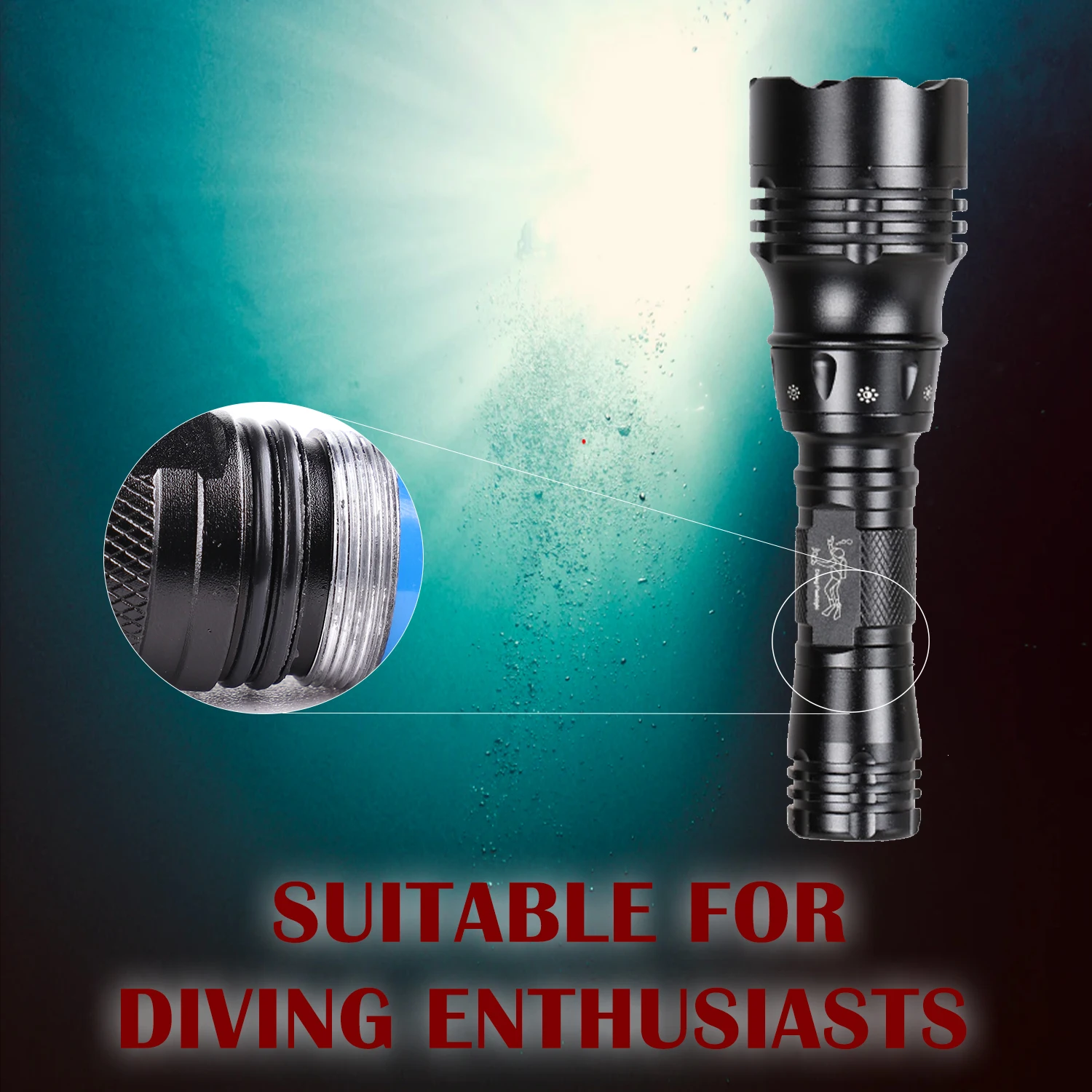 Diving Equipment T6 USB Rechargeable Underwater Waterproof Lampe Torche Led Scuba Torch Light Led Diving Flashlight