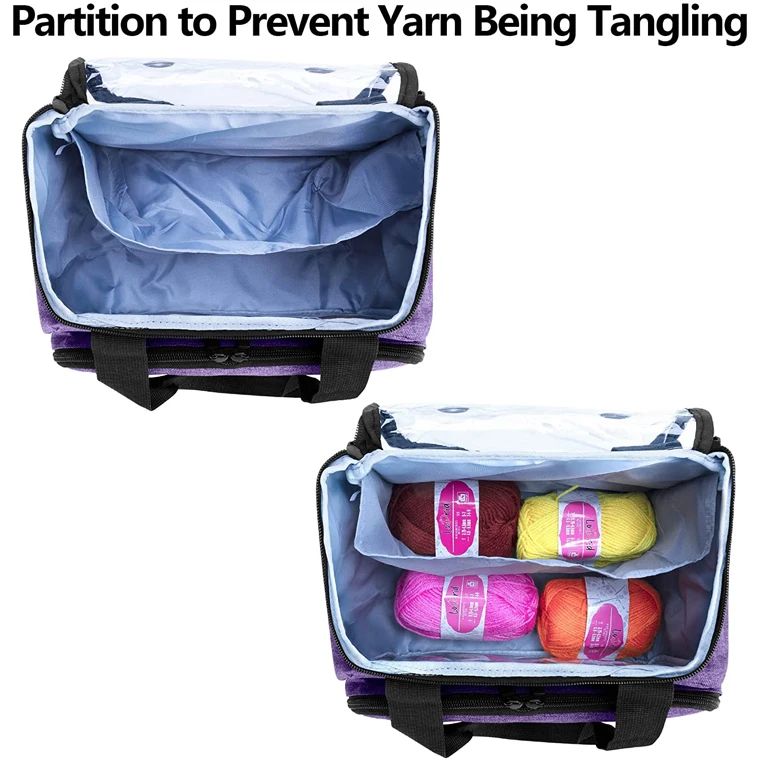 Small Yarn Project Organizer Storage Bag Portable Knitting Tote Bag