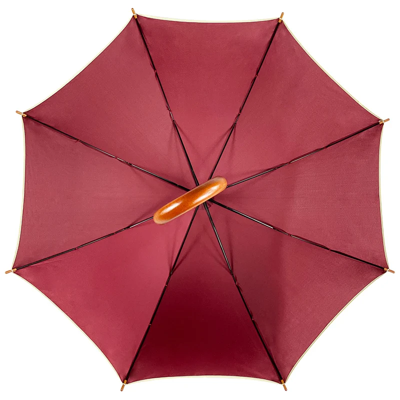 Umbrella Factory Wholesale J Wooden Handle Straight Sticks Wood Umbrella Custom Automatic Umbrella