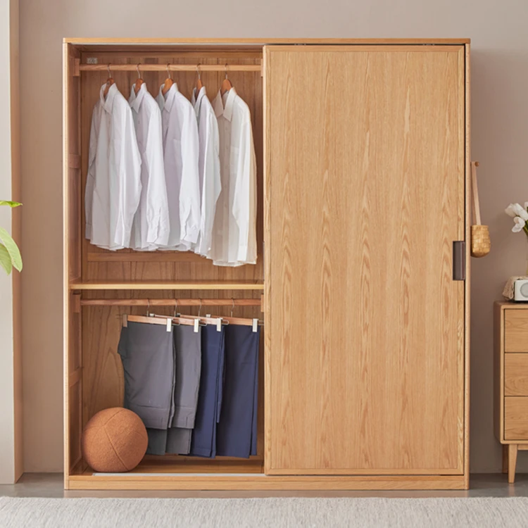Nordic luxury home wooden storage cabinet wardrobe sliding door closet bedroom wardrobes