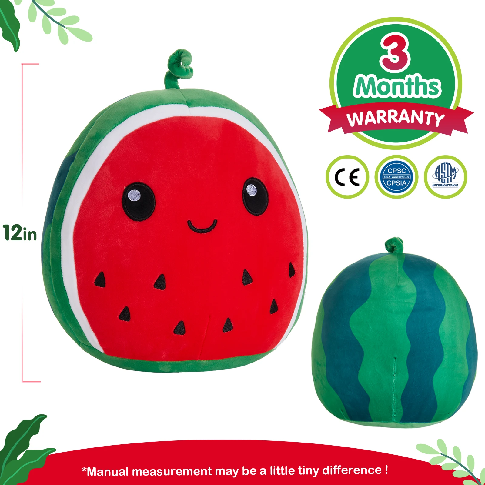 30cm Soft Cartoon Watermelon Summer Fruit Plush Toy Squishy Plush Pillow Home Decor Birthday Gift Wholesale Customization