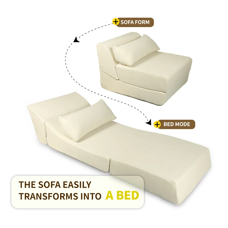 Sponge Foam Folding Sofa Bed With Cushion Custom Fabric Multifunctional Folding Sofa Bed
