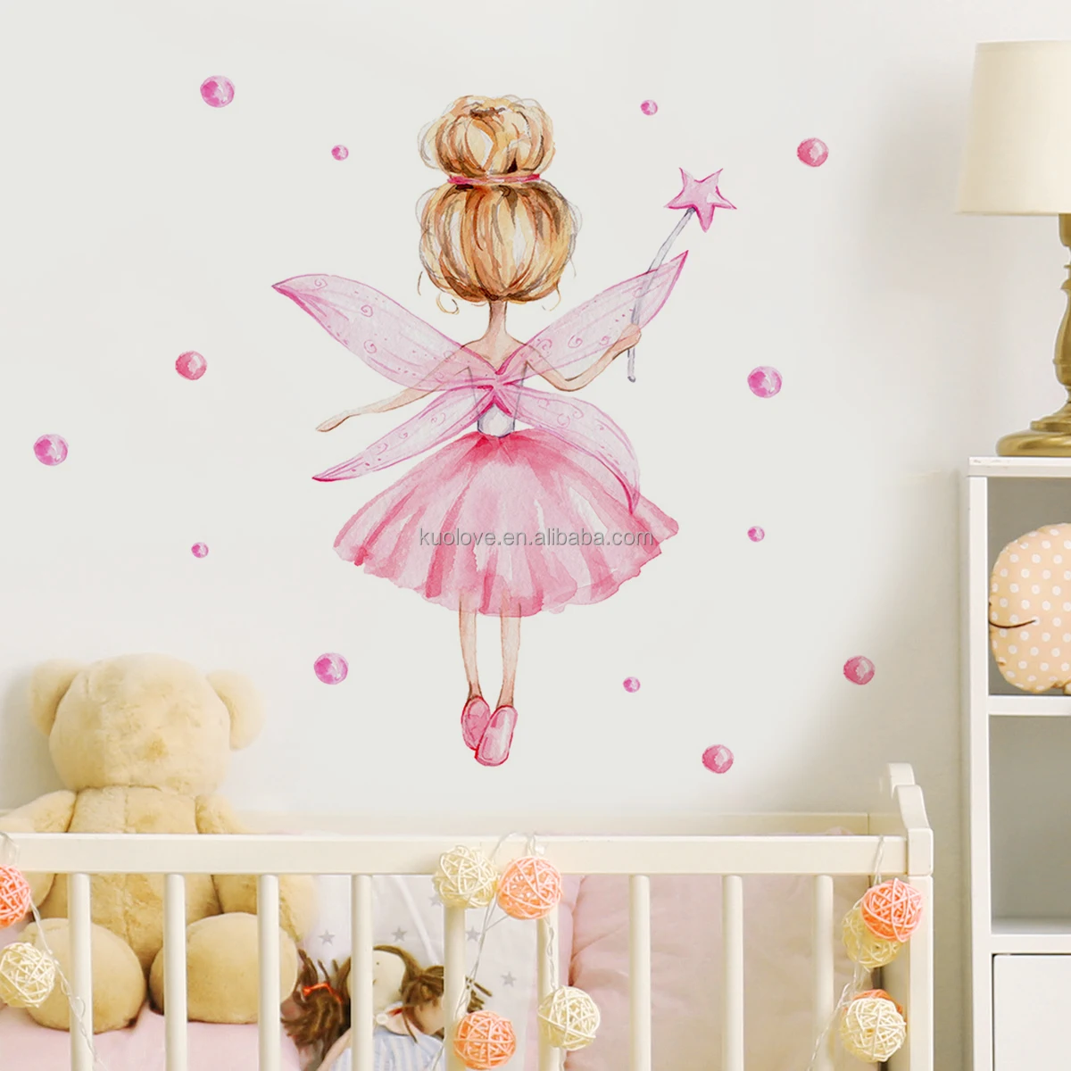 Butterfly wings elegant girl Princess Wall stickers Living room children bedroom decorative wallpaper self-adhesive stickers