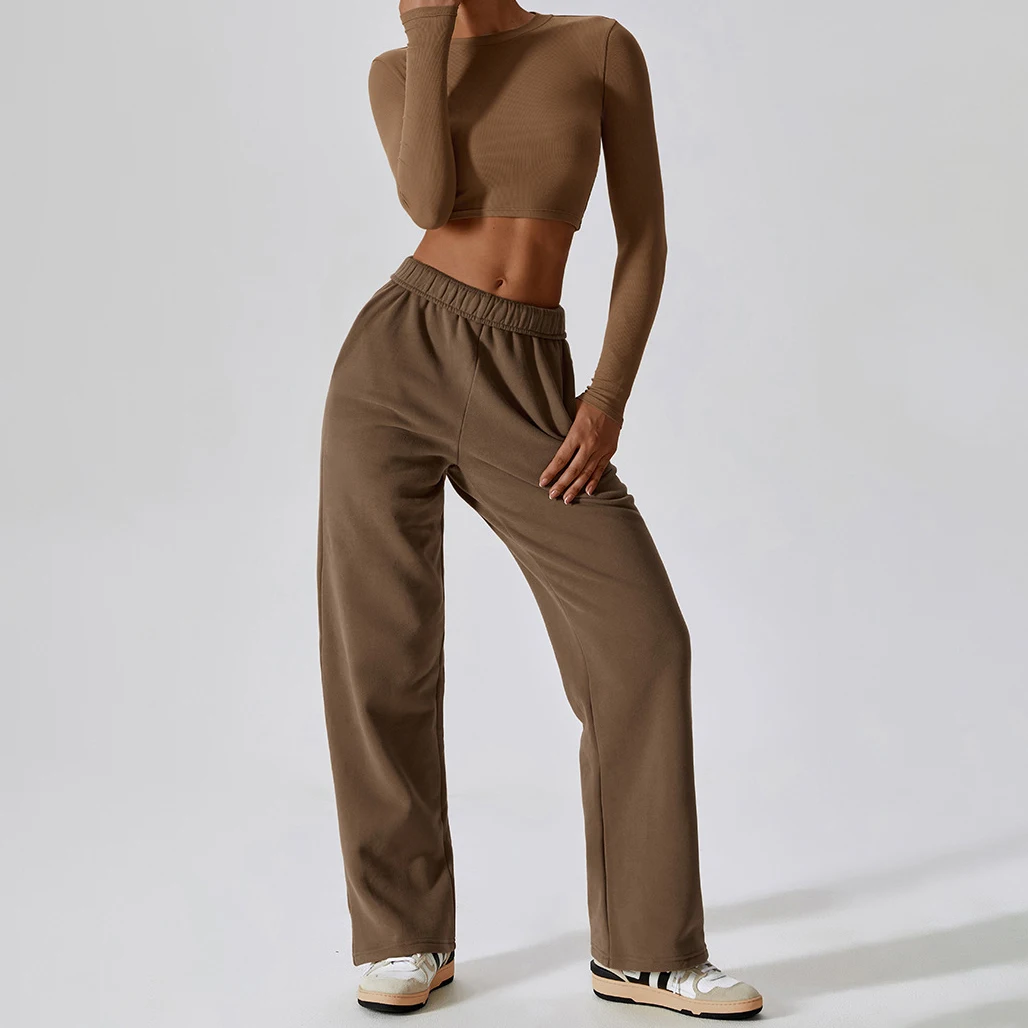 YIYI Autumn With Fleece Jogger Pants 4pcs Workout Sets High Quality Warm Gym Fitness Sets Fashion Tops Women Gym Clothes Set