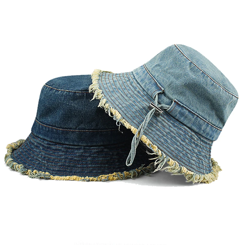 High Quality Large Brim Multi Color Outdoor Unisex Cotton Denim Bucket Fisherman Hat