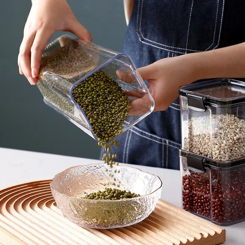 5 Pieces Kitchen Transparent BPA Free Plastic Stackable Airtight Food Container Storage Box Sets