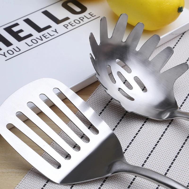 Stainless Steel Kitchenware Hollow Silver Steel Utensil Set Handle Thick Cookware Set Stainless Steel Cooking Tools