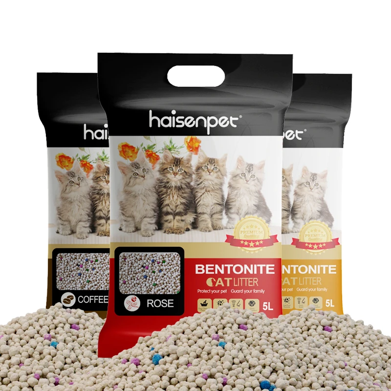 OEM Manufacturers Premium Dust Free Easy Clean Sodium Cat Litter Rose  Scent Odour Lock Strong Clumping Bentonite Cat Sand