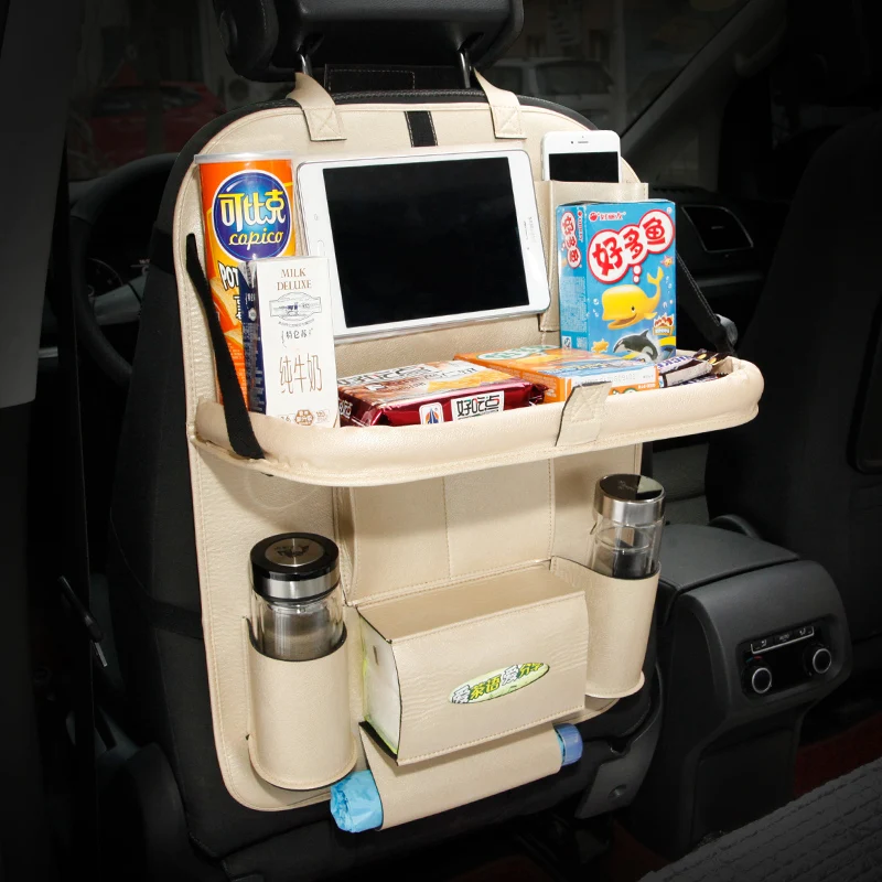 Auto Car Seat Back Storage Bag Organizer Car-styling Back Seat Protector Food Tray Table Tablet Holder Multi-function Bag