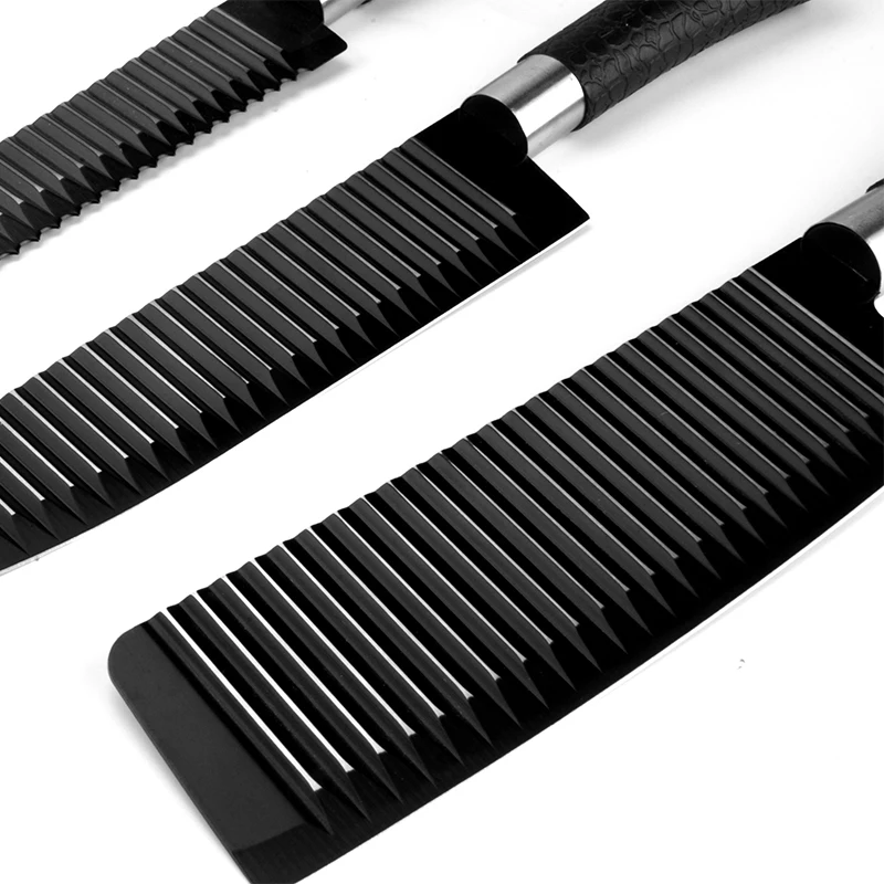 6pcs Non-Stick Coating Knife Ste with PP Handle Kitchen Scissors Ceramic Peeler Chopper Chef Bread Paring Knife