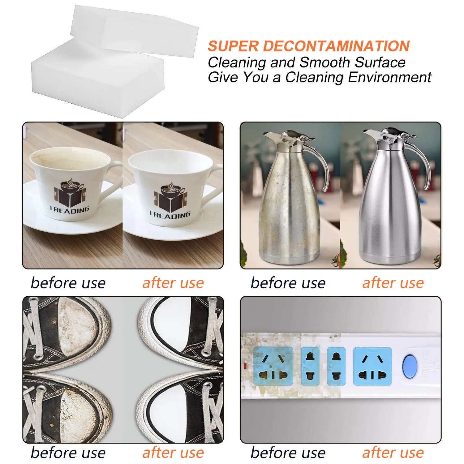 BONNO 50pcs Magic Cleaning Sponge Extra Thick Magic Eraser Sponges Melamine Foam Cleaning Pad Eraser Sponge for All Surface