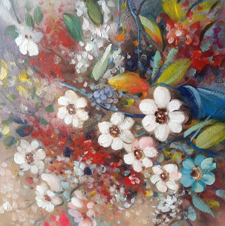 100% Handpainted Textured Flower Painting abstract oil painting for Home Bedroom Wall Decoration
