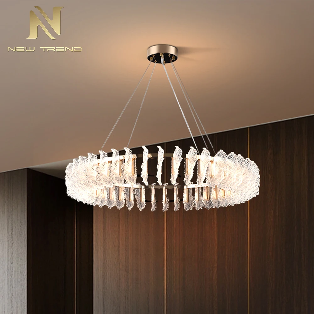 Modern Style Indoor Decoration Pendant Lamp Villa Apartment Wedding Party Glass Ring LED Chandelier Light