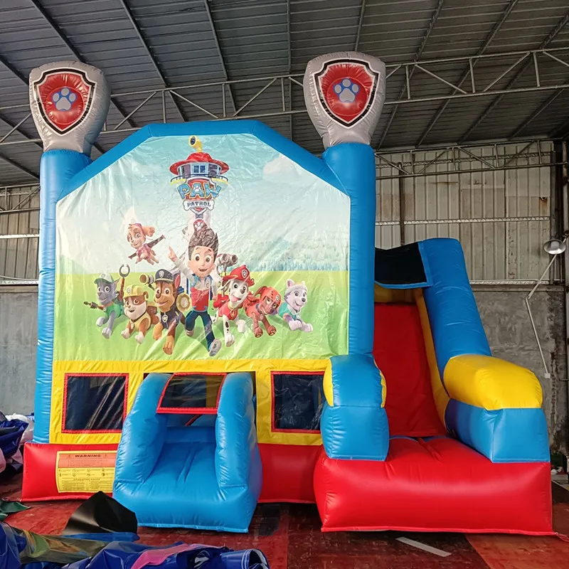Cartoon Dog Combo Inflatable Bounce Slide Inflatable Castle With Slide For Rental