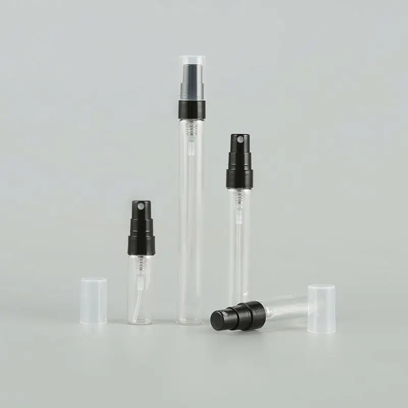 2ml 3ml 4ml 5ml Clear Refillable Glass Bottle Black Atomizers Perfume Pump Spray Bottle