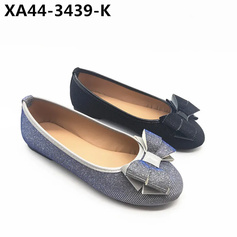 bow decorations gold metal trim latest hot 2019 round shape woman ballerinas  shoes for lady young girls slippers