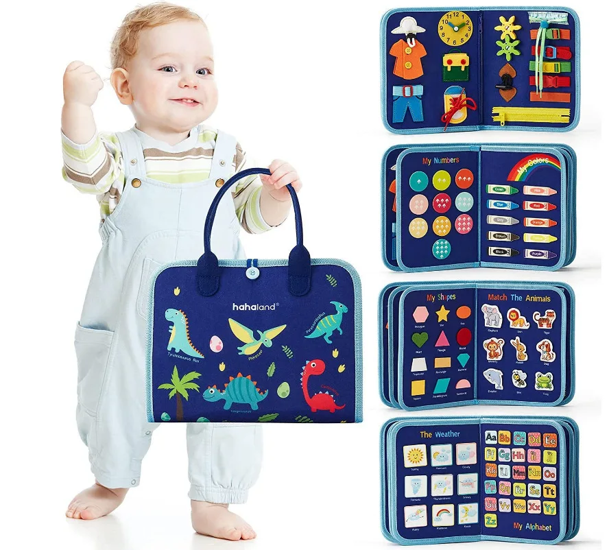 Custom Toddler Felt Material Busy Board Montessori Toys Basic Skills Board for Kids Learning Dress Educational Learning Toys