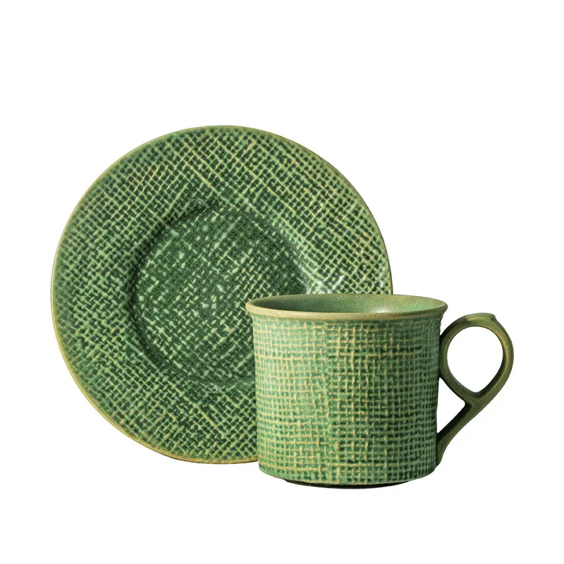 Hot selling ceramic latte cup retro style coffee cup and saucer English afternoon tea set cutlery red cup sugar bowl